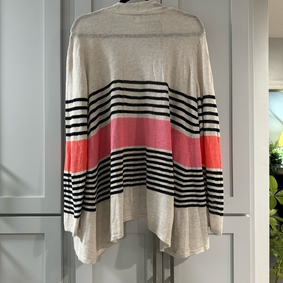 J Jill Open Front‎ Striped Linen Cardigan - Picture 2 of 5
